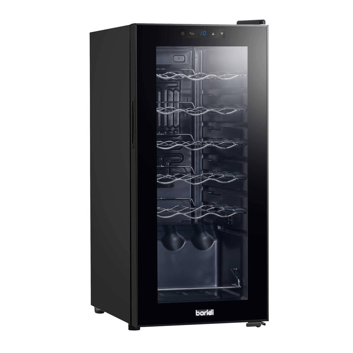 Dellonda Baridi 12 Bottle Wine Fridge with Digital Touch Screen Controls, Metal Shelves & LED Light, Black - DH73