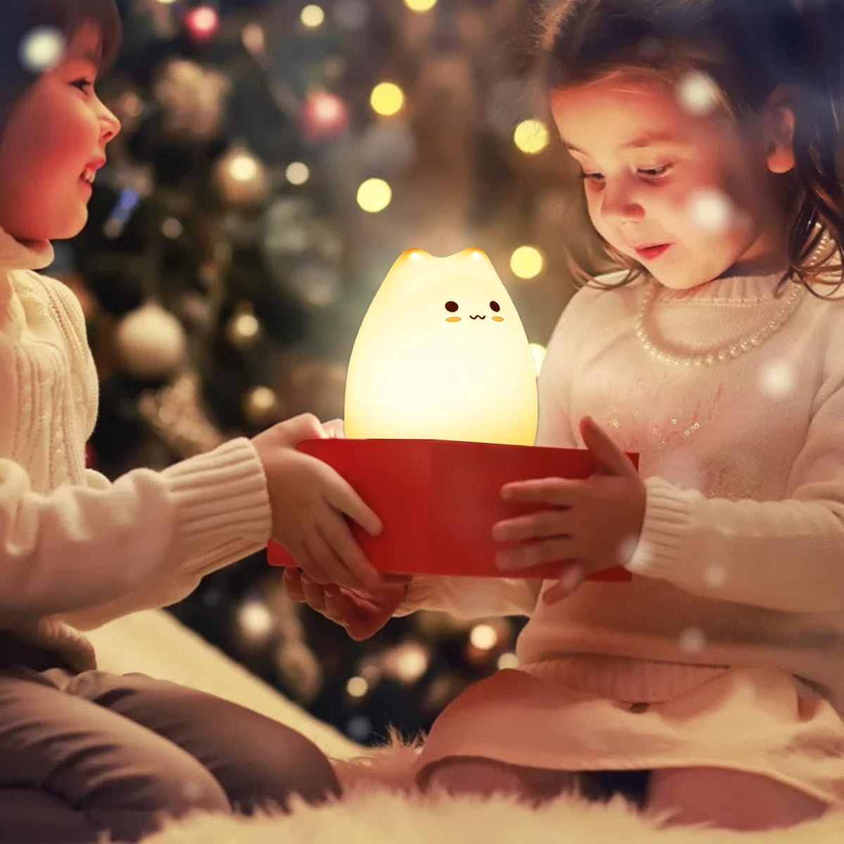 ZKLiLi Cat Night Light for Kids,Cute Night Lamp for Nursery,Squishy Silicone Touch Lights Portable, Gift for Birthday and Christmas for Kids Baby Children (Battery Cat)