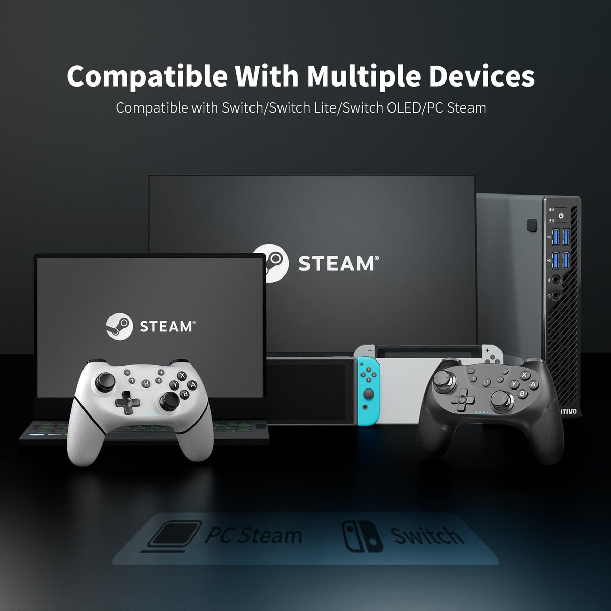 AceGamer 2pcs Wireless Controller for Switch 2/Switch/Lite/OLED, Controller for Switch Pro with Wake-up Function with One Button, Switch Pro Controller with Dual Vibration/Turbo/Screenshot