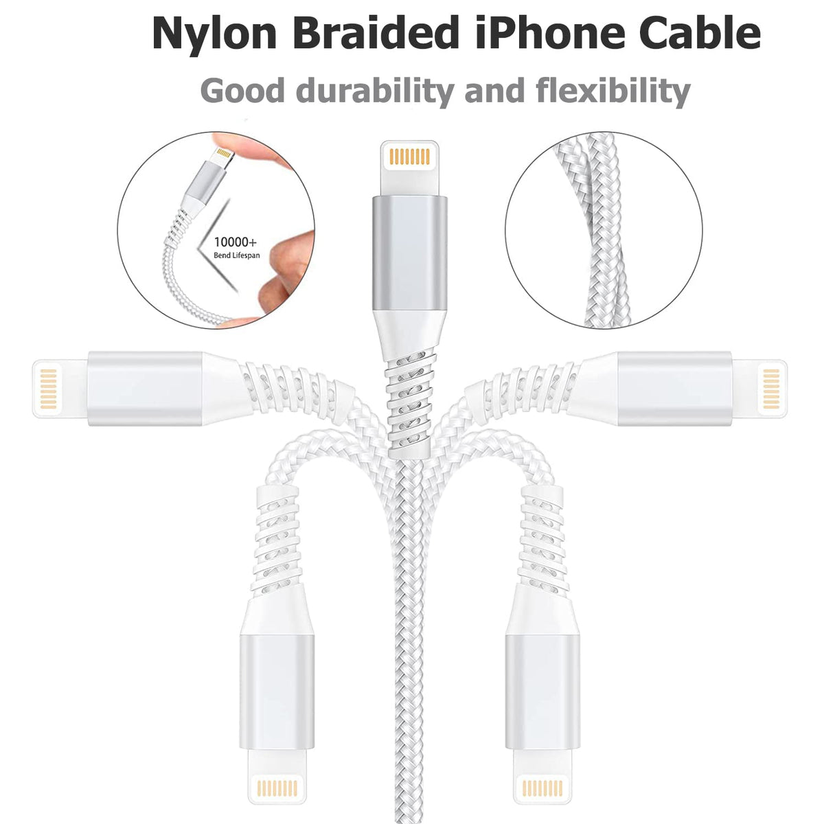 2Pack 2M iPhone Charger Cable, MFi Certified Lightning Cable Fast Charging Braided iPhone Charger Fast Charge USB Charging Lead for Phone 14 13 12 11 Pro Max XS XR X 8 7 6 Plus 5 SE, iPad and iPod