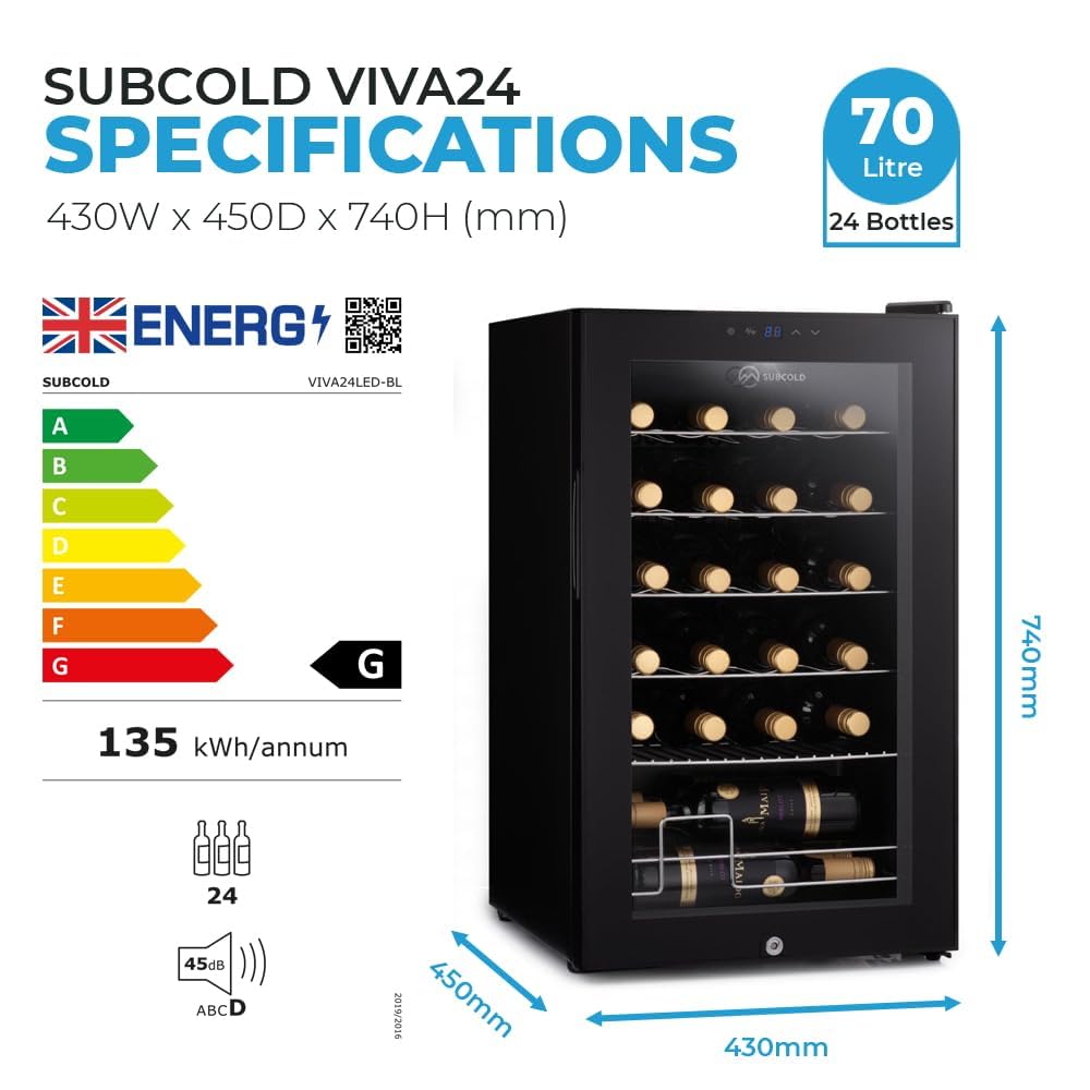 Subcold Viva20 Wine Fridge | 20 Bottles | 3-18°C | Tabletop