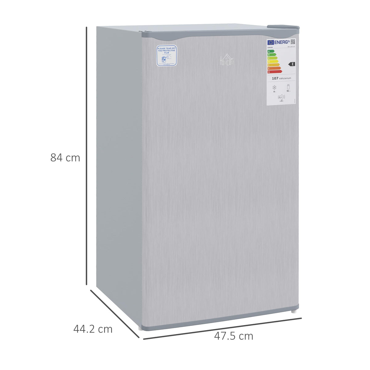 HOMCOM Under Counter Fridge 91L Small Fridge with Chiller Box Silver Tone