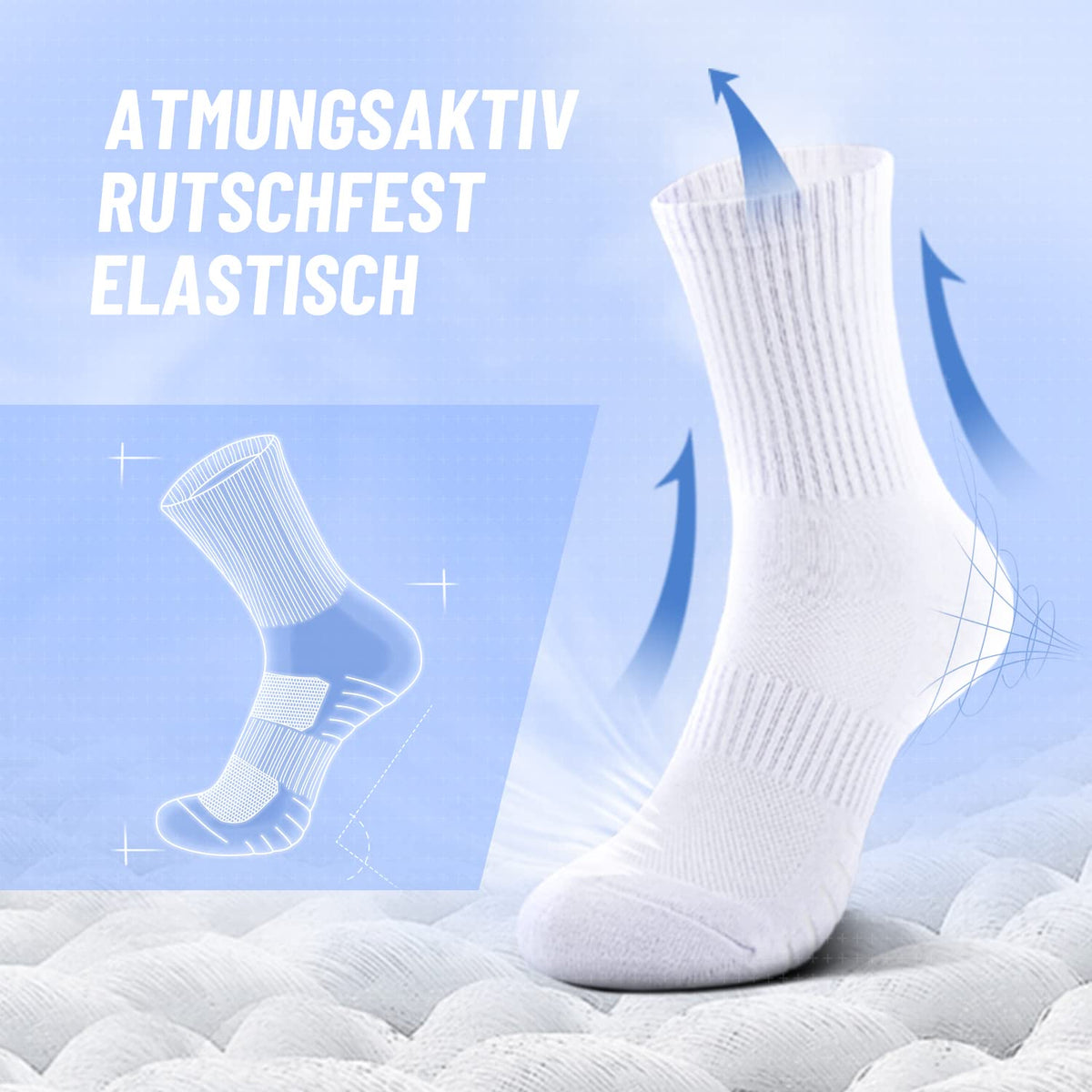 6/12 Pairs Cushioned Sports Socks for Men Women Cotton Crew Socks