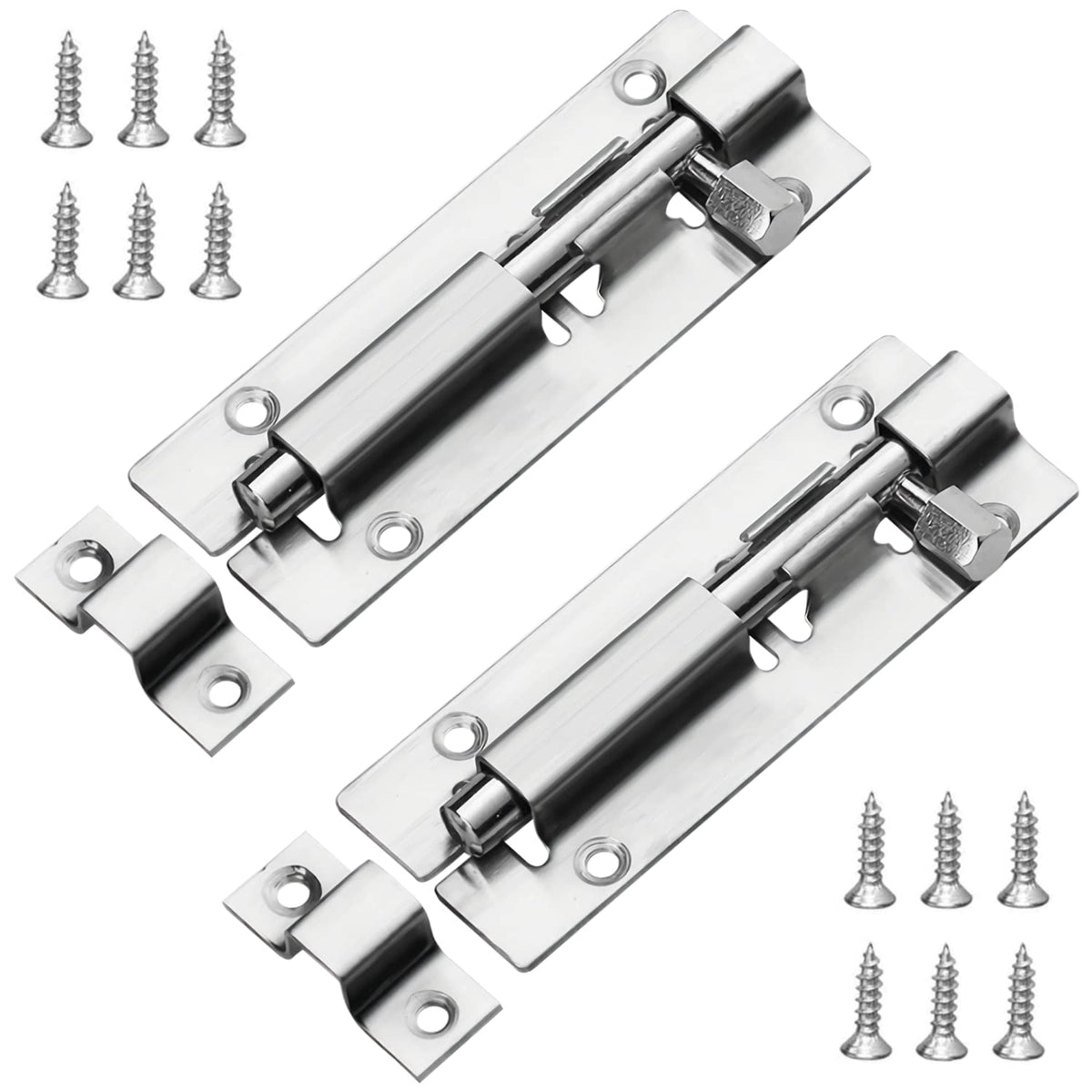 Door Lock Bolts 3"(75mm), Heavy Duty Black Door Latch Slide Bolts Lock with Screws for Bathroom Bedroom Shed Garden Toilet, 3 Inch