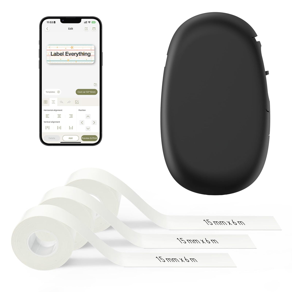 SUPVAN E10 Bluetooth Label Maker Machine with Tape, Green