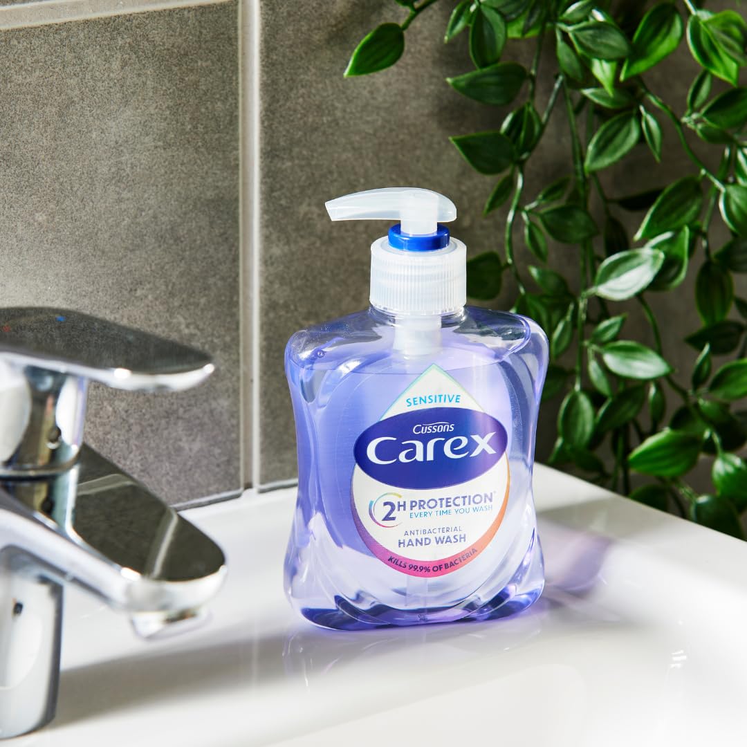 Carex 2 Hour Protection Antibacterial Peony and Blossom Hand Wash, Clean & Protect Hands, Bulk Buy, Pack of 6 x 250ml