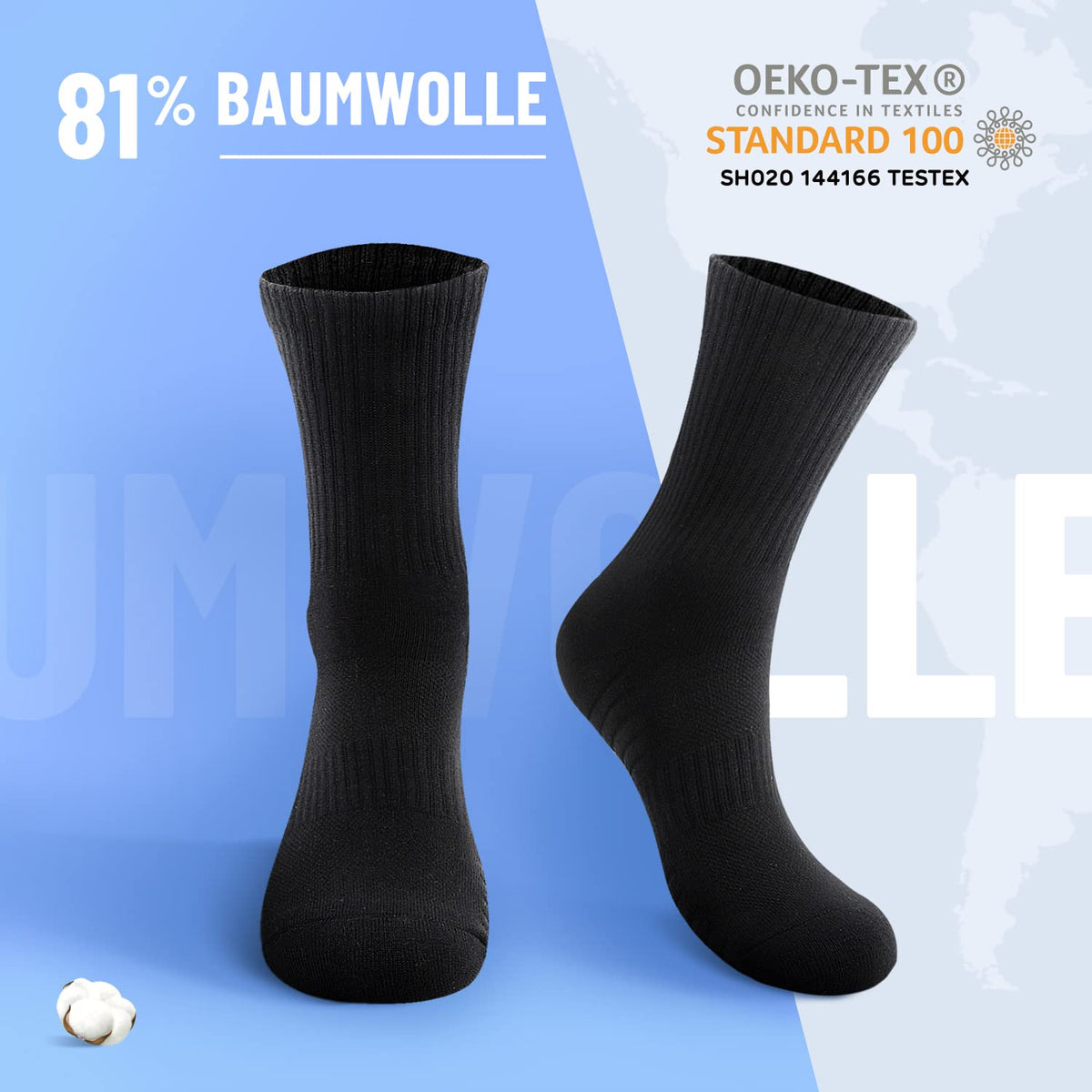 6/12 Pairs Cushioned Sports Socks for Men Women Cotton Crew Socks