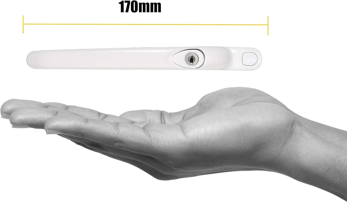 Home Secure™ Universal Locking uPVC Window Handle with Keys – Espag Window Handle Replacement, Reversible Left or Right, Multi-Spindle Fit, White
