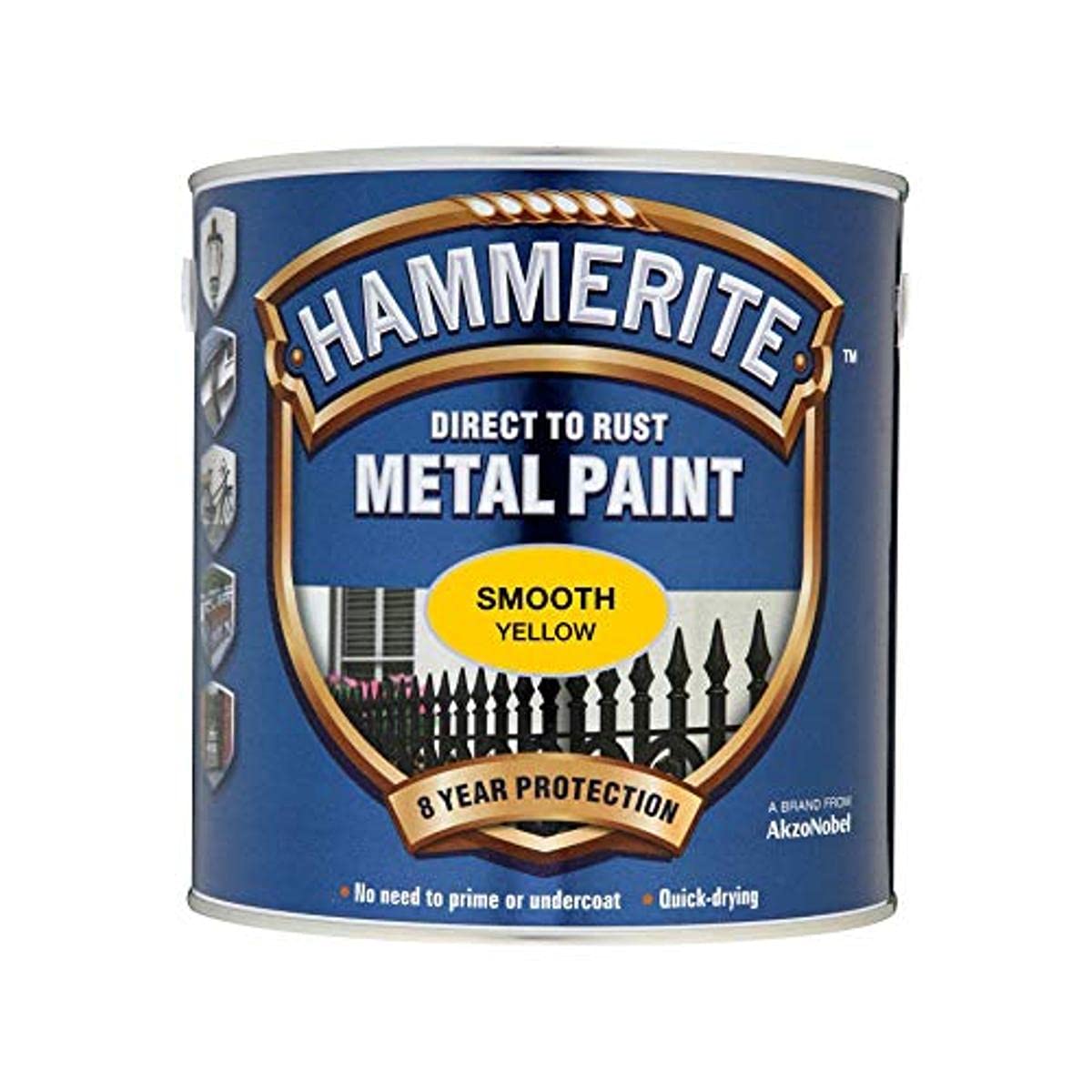 Hammerite Direct to Rust Metal Paint - Smooth Black Finish 250ML, 5084863