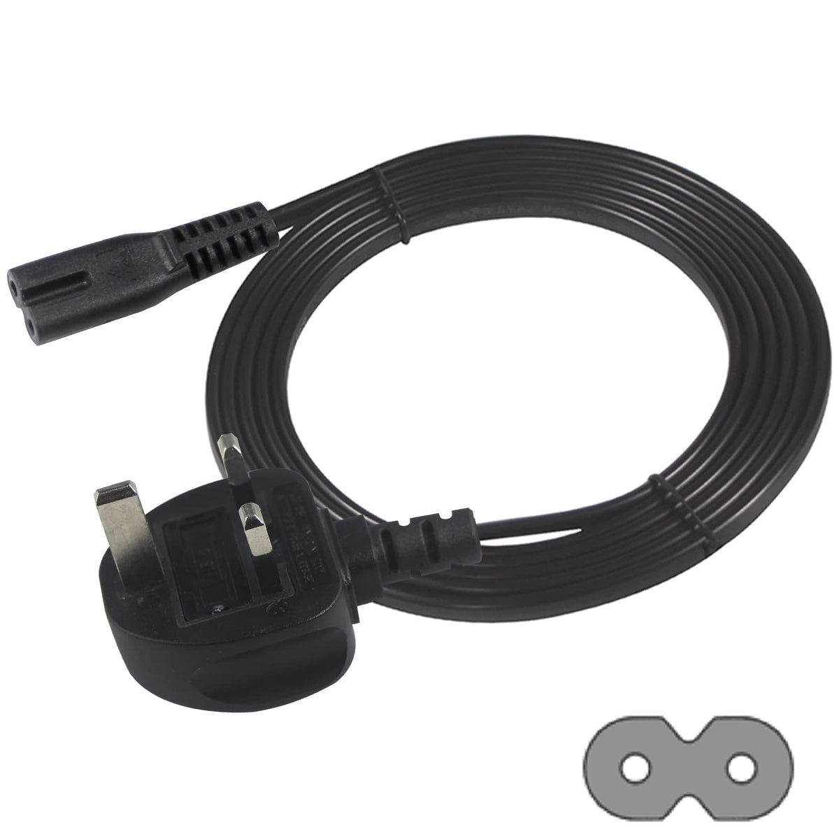 power 5M UK 3PIN Plug to IEC C7 Figure 8 Replacement Mains Cable Compatible with PS5, Xbox Series X, tv, Samsung, LG, Sony