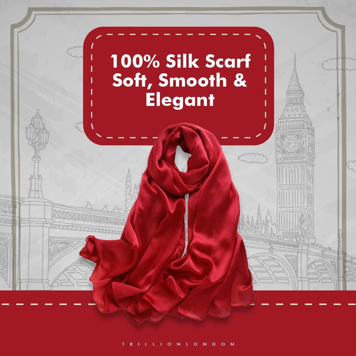 Trillion London® Silk Shawl Birthday Gifts for Women - Designer Silk Scarf