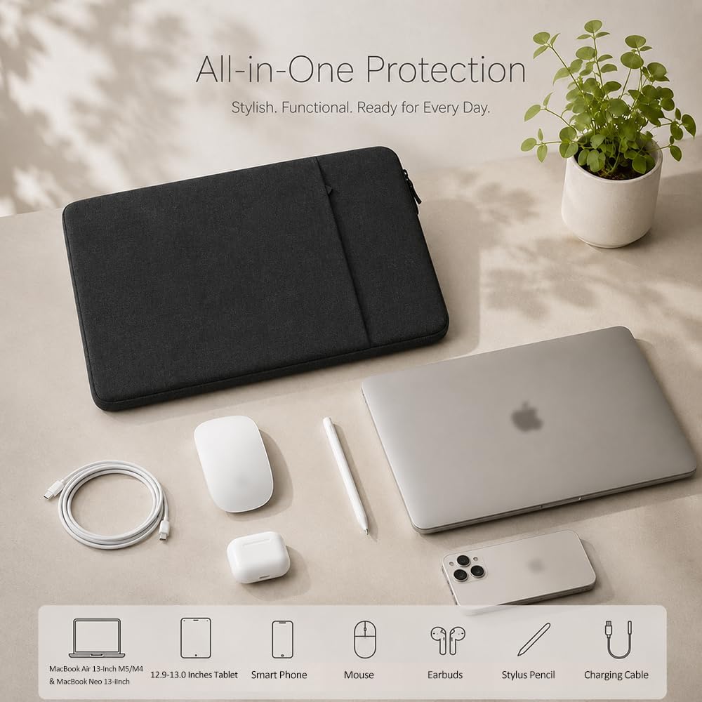 ProElife 13-Inch Laptop Sleeve for MacBook Air 13.6 M5/M4 & MacBook Neo