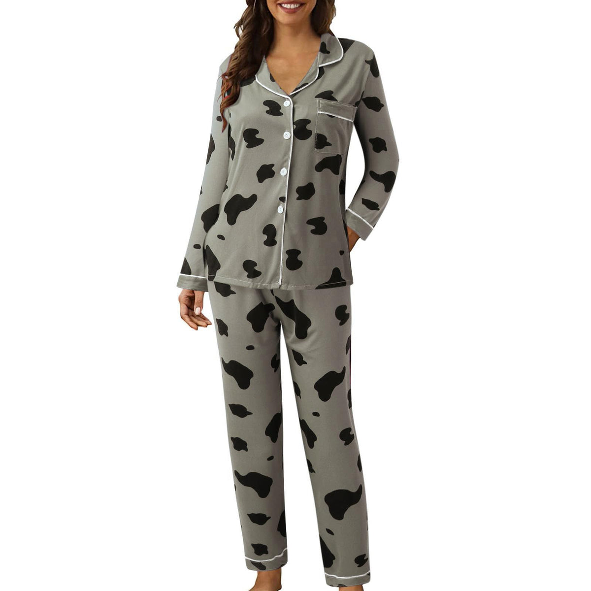 Pyjamas For Womens Women Pyjamas Set Lounge Wear Sets Matching Christmas Pjs Ladies Plus Size Co Ord Sets Autumn Nightwear Wide Leg Trousers Long Sleeve Comfort Nighties Fashion Fall Clothing Outfits