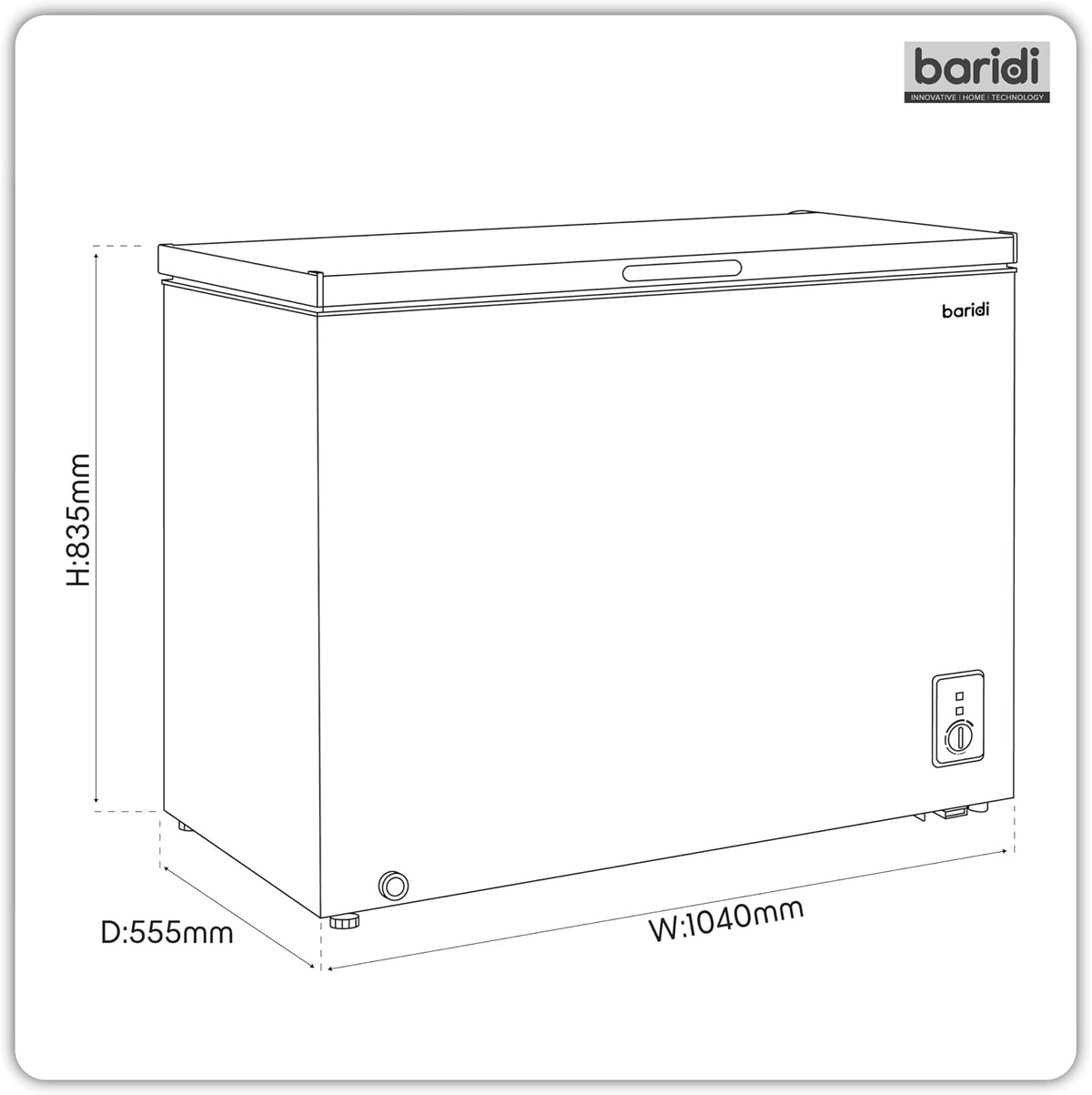 Baridi 299L Freestanding Chest Freezer with Adjustable Thermostat, Black - DH261