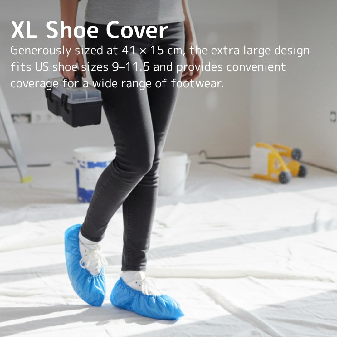 ABENA Shoe Cover | Extra Large Measuring 41x15cm | Blue Non-Sterile Single Use Shoe Covers Disposable | Durable Disposable Shoe Covers | Anti-Slip Boot Cover and Shoe Protector