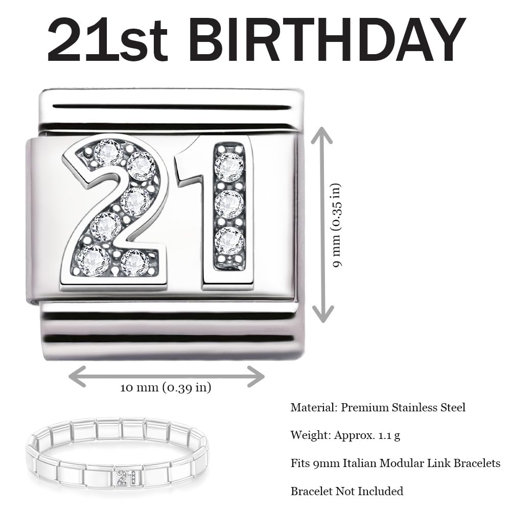Italian Charm Link Number Birthday Milestones fit 9mm bracelet