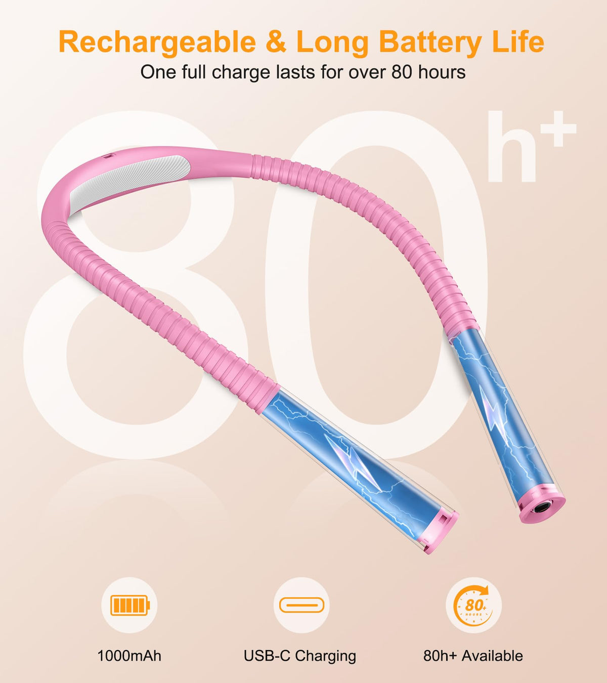 Gritin Book Light, Eye Caring 4-Color&5-Brightness Neck Light Reading Lamp