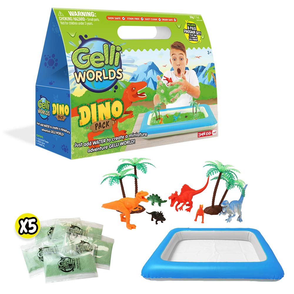 ZIMPLI - Gelli Adventures Fantasy Pack, 5 Use, 8 x Fantasy figures, Inflatable Play Tray, Imaginative Pretend Playset, Play Set for Girls 5 6 7 8 9 10, Xmas Present