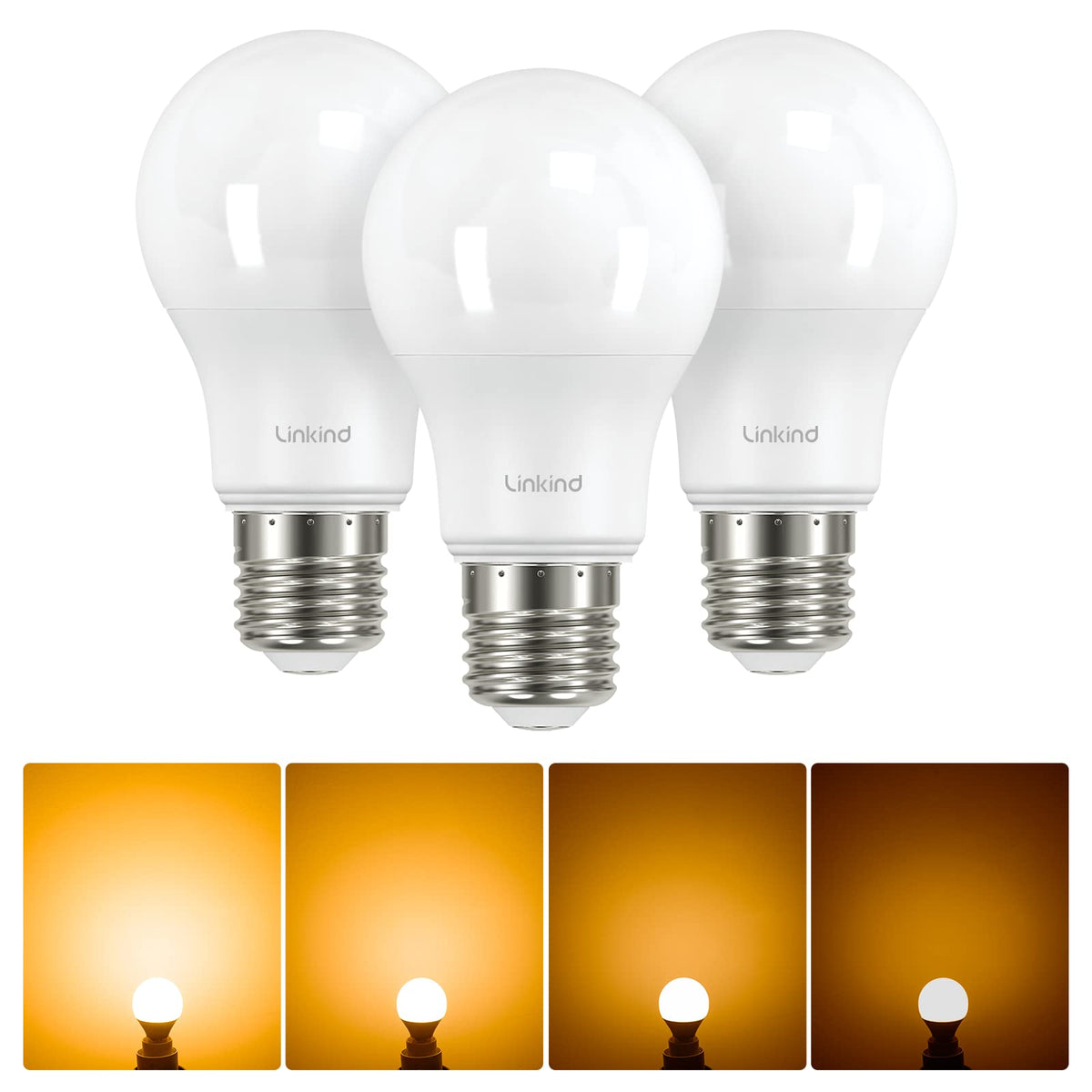 Linkind E27 LED Bulb Dimmable Edison Screw Light, 13W to Replace 100W Bulb, Warm White(2700K) 1521LM A60 Light Bulb, ERP, CE Certified, Frosted, Pack of 3