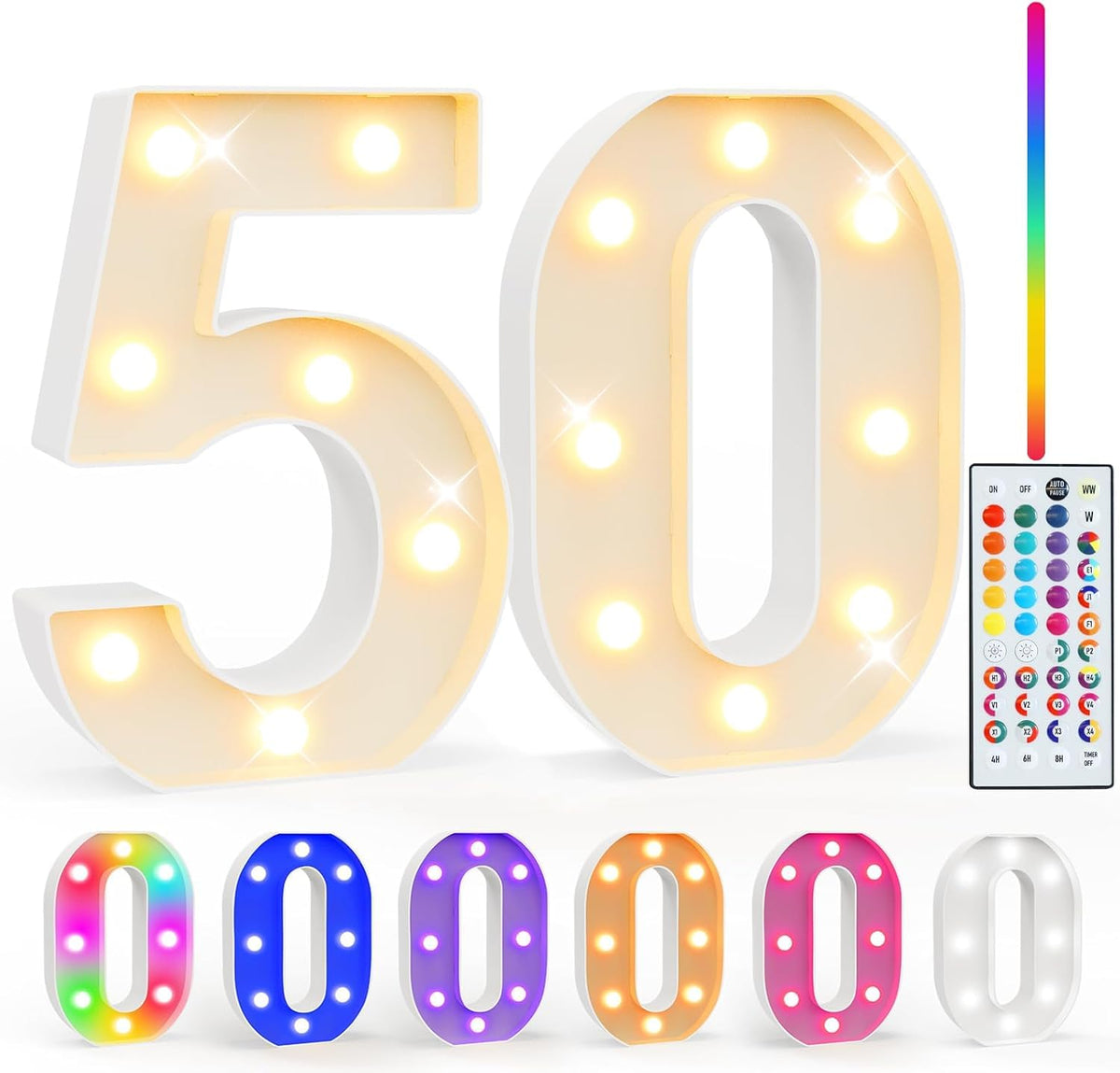 Ledido Pink Glitter Light Up Number 80 for 80th Birthday Decorations