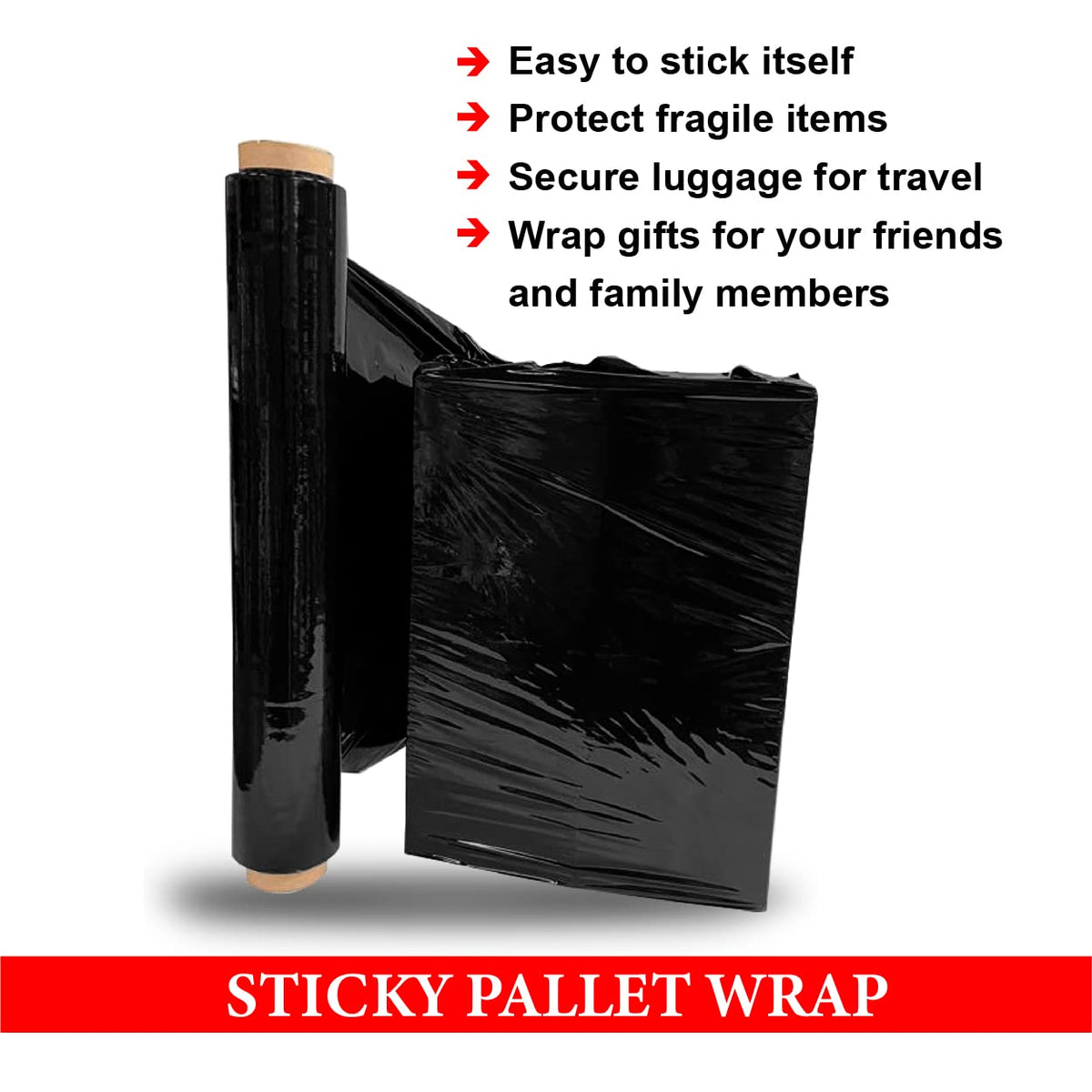 JeeJaan® 1 Roll Clear Pallet Wrap 400mm x 250m 20mu | Tear Resistant Stretch Film | Water & Moisture Proof Pallet Stretch Shrink Wrap | Multi-Use Strong Pallet Stretch Wrap