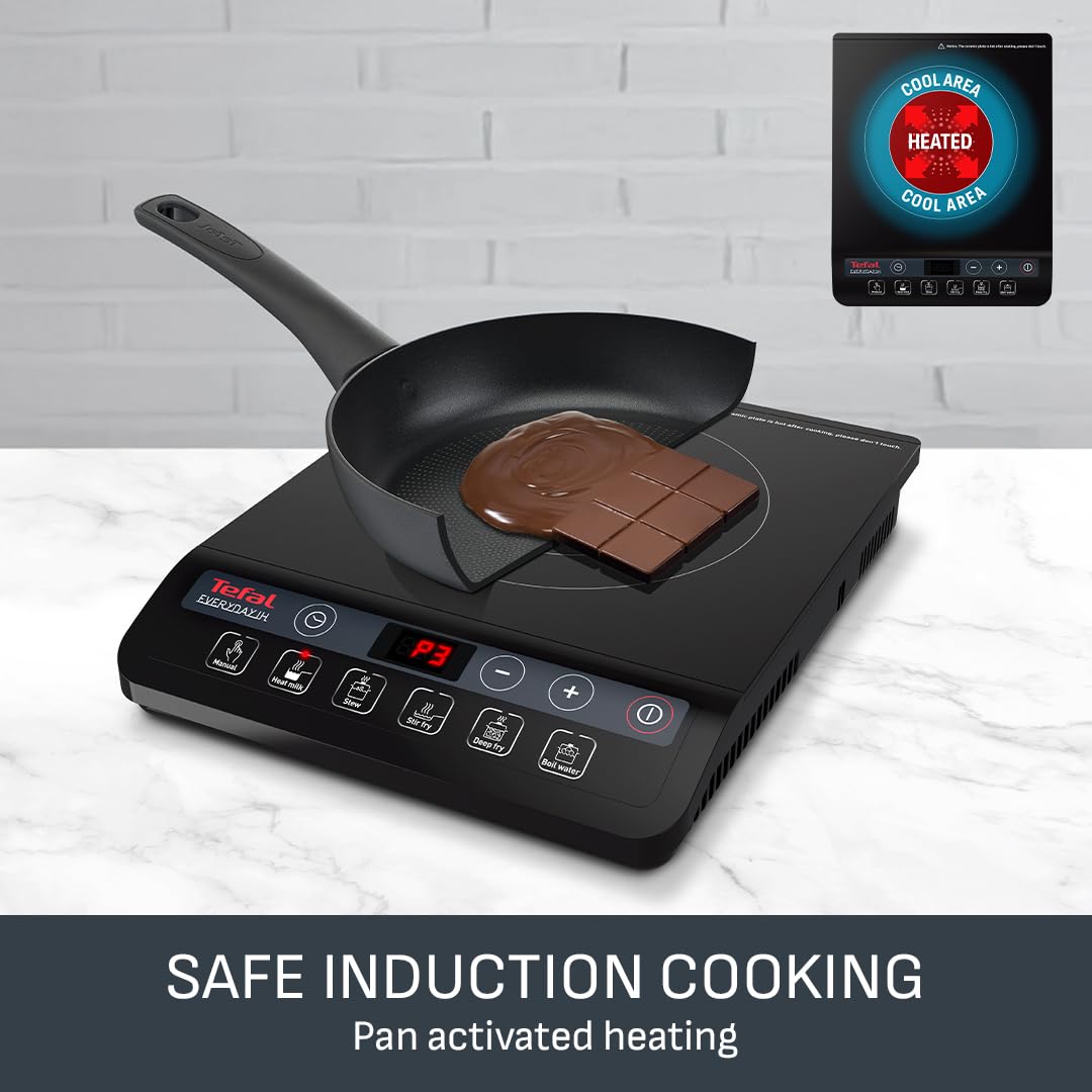 Tefal Slim Portable Induction Hob, 2100W, 6 Functions, Compact, Black