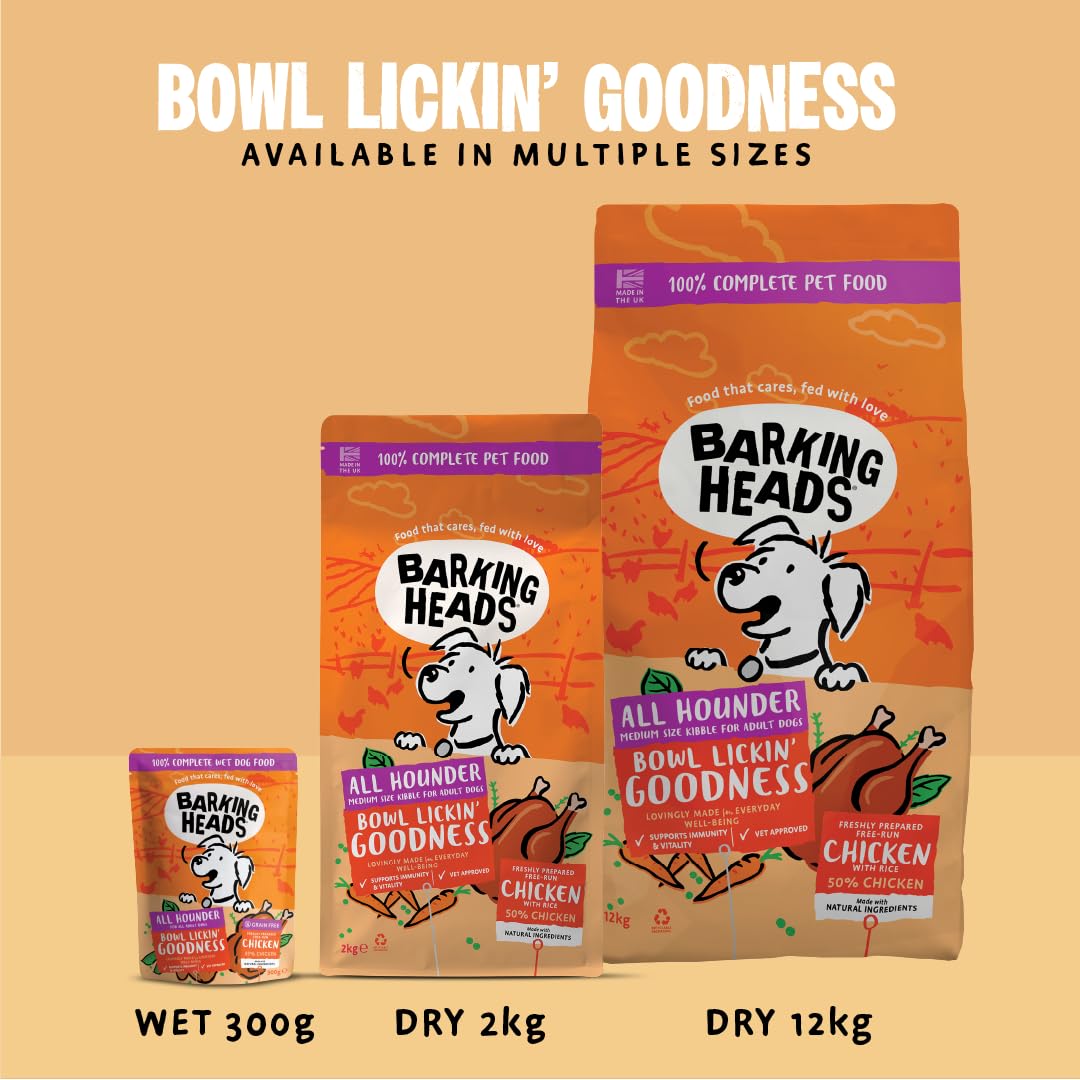 Barking Heads Adult Dog Food Wet Pouches Variety Pack Natural & Grain-Free with No Artificial Flavours Plus Added Vitamins & Minerals 6 x 300g