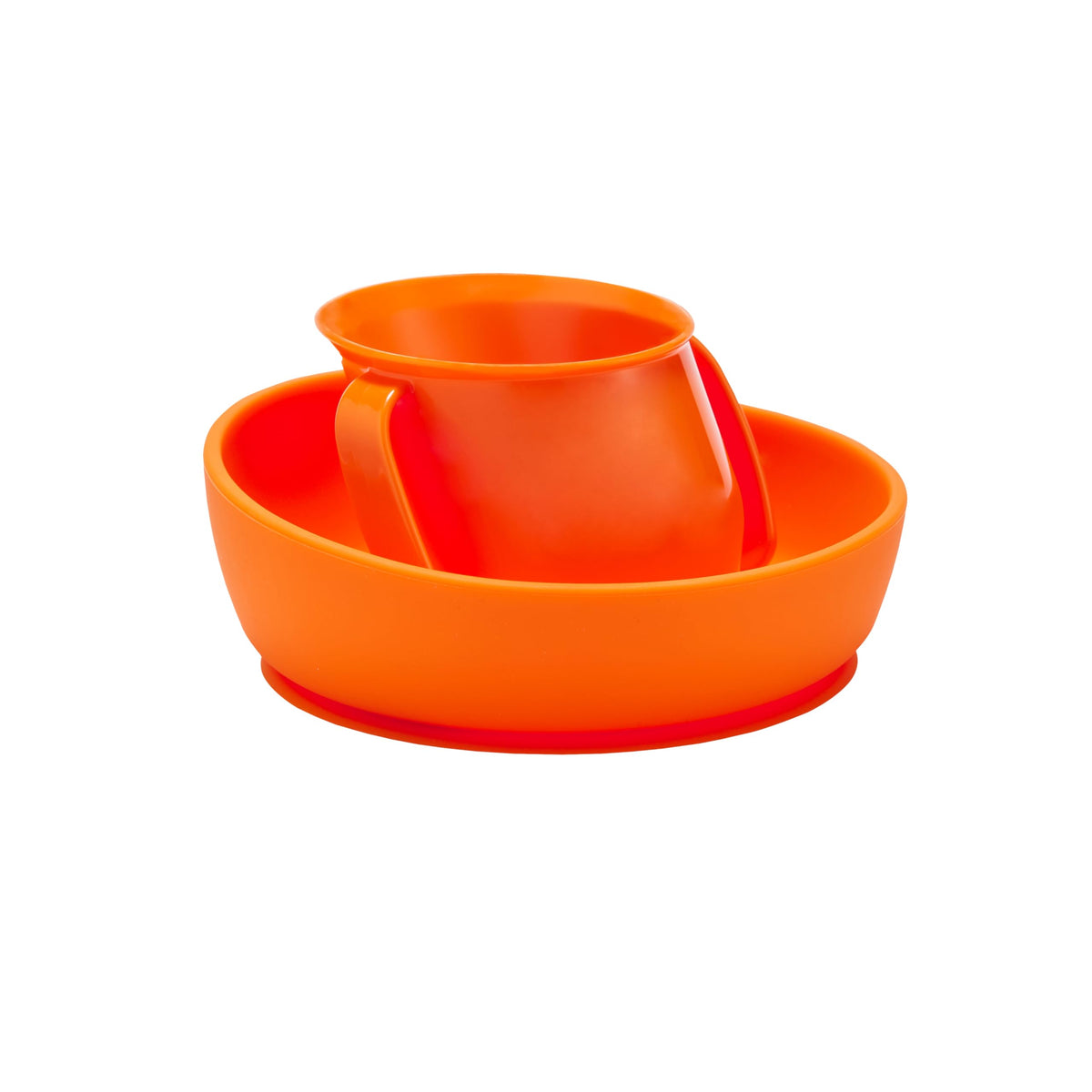 Doidy Cup, Open Cup for Training Baby 6 Months-3 Years, 200ml, Slanted Weaning Cup with Handles for Learning to Drink, BPA Free, 2 Pack (Orange)