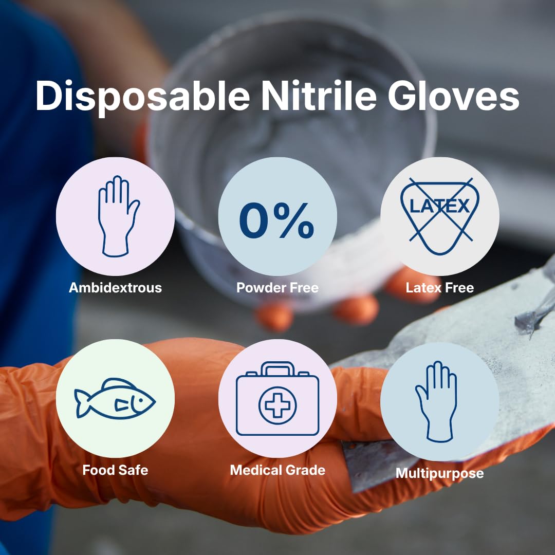 ABENA Pink Disposable Nitrile Gloves, Large, Pack of 100, Powder Free, Latex Free, Examination Gloves for Cleaning, Food Prep, Beauty, Medical & Hygiene, Strong Single Use Protective Gloves
