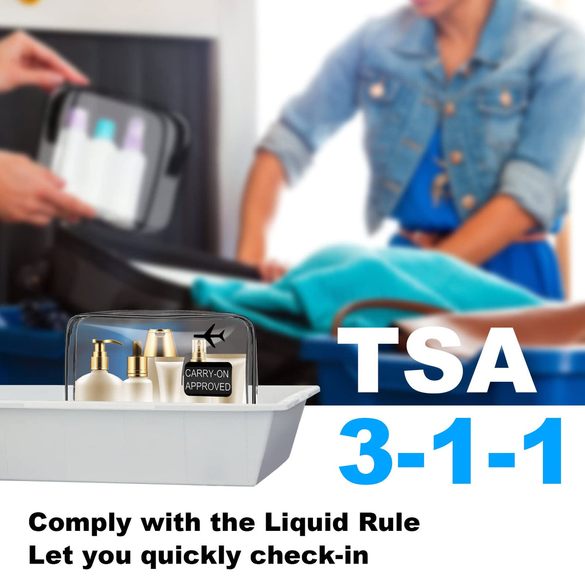 Aucuu Clear Toiletries Bag, 3 Pack PVC Waterproof Toiletries Carry Pouch, TSA Approved Travel Toiletry Bag with Zipper, Multi-Size Cosmetic Makeup Bags for Men, Women and Kids - Travel Business