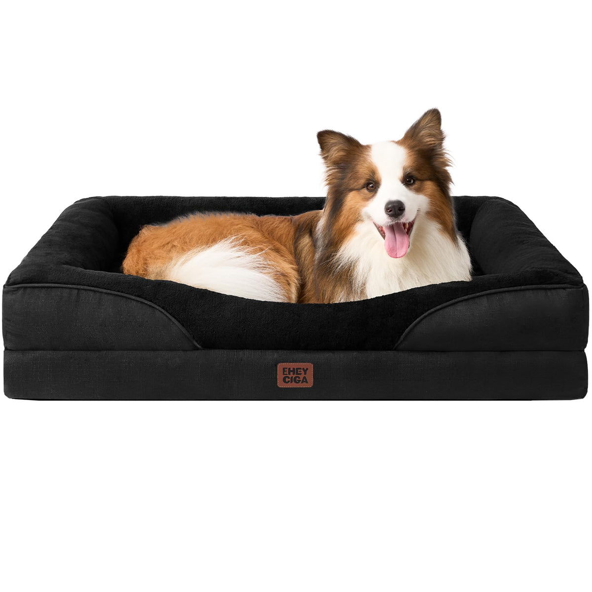 EHEYCIGA Memory Foam Orthopedic Dog Beds Large, 91x68x17cm, Dark Grey