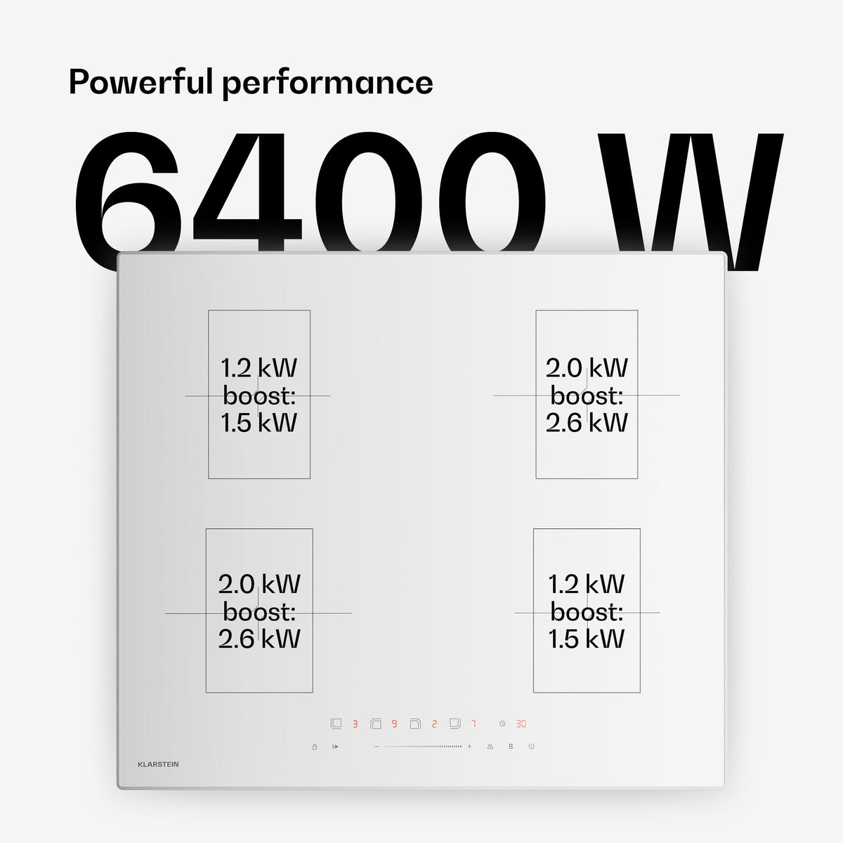 Klarstein Velaire Induction Hob 90 cm – 5 Zone Cooktop 7200W, Touch Slider, 9 Power Levels, 2 Flex Zones, Residual Heat Indicator