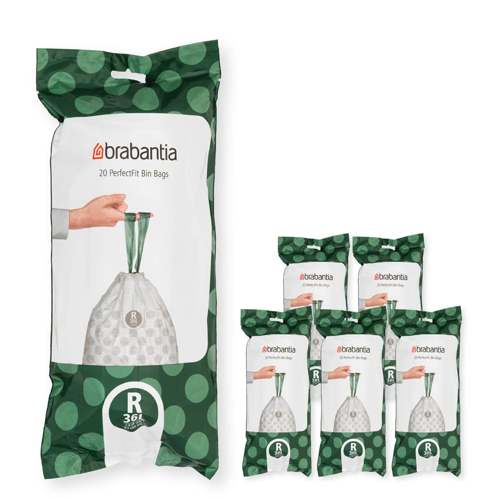Brabantia Heavy Duty Perfect Fit Bin Liners (5 Packs of 20) 10-12 Litre