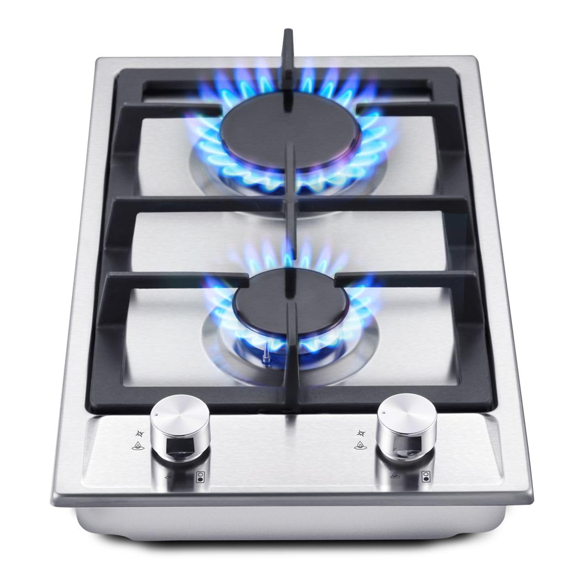 SNDOAS Gas Hob 4 Burners, NG/LPG Convertible, Built-in Black Glass Gas Hob with Wok Burner, Flame Failure Protection, 8000W, YYUKGCT-B04