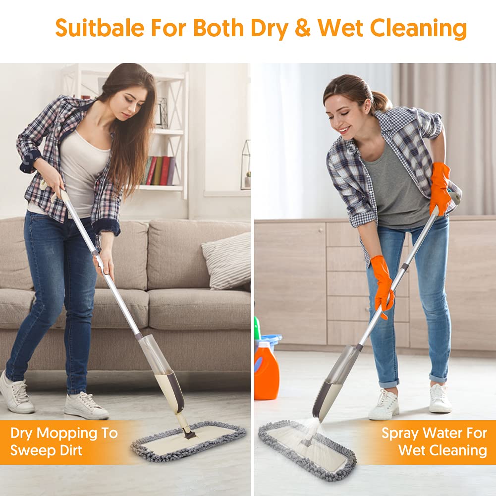 Spray Mops with 4 Washable Pads: Microfibre Floor Mop for Cleaning Floors