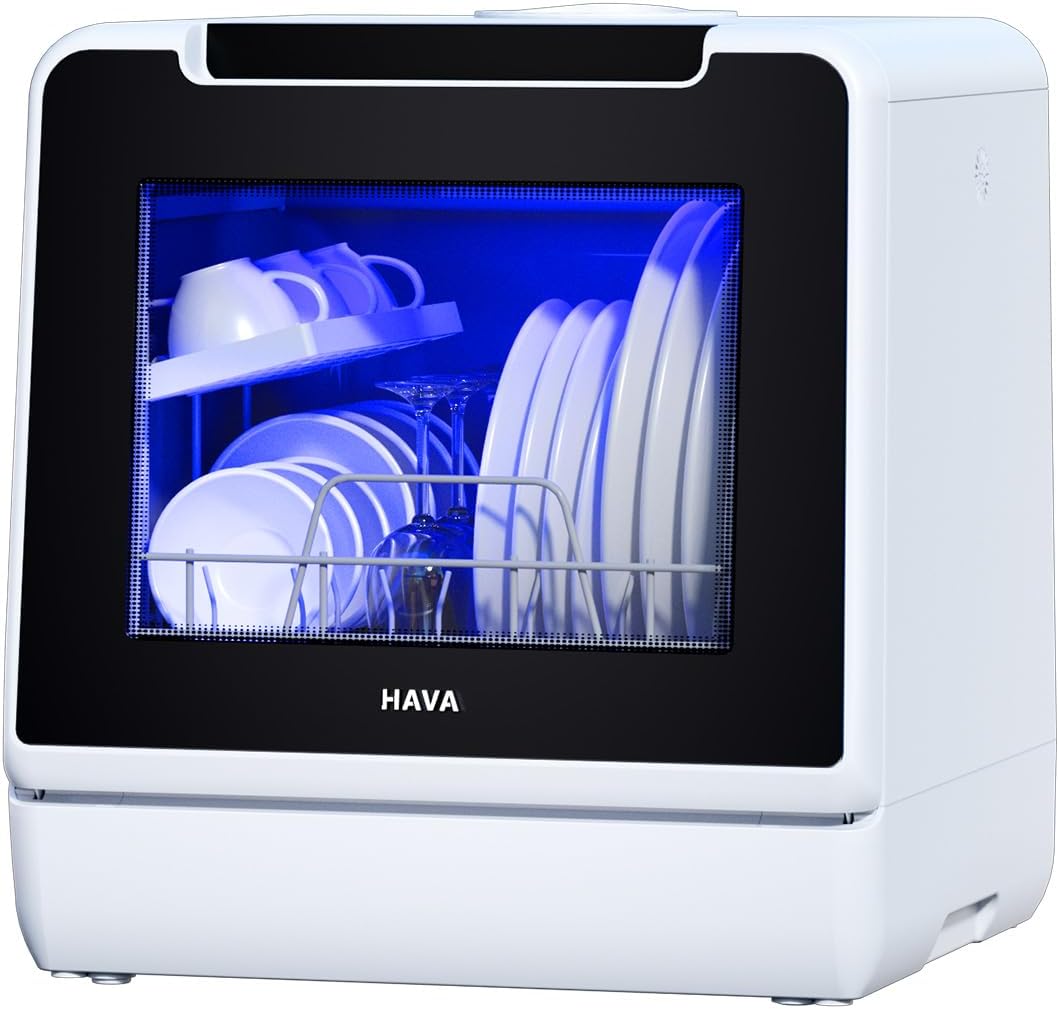 HAVA Table Top Dishwasher, 8 Wash Programmes Upgraded Countertop Dishwasher