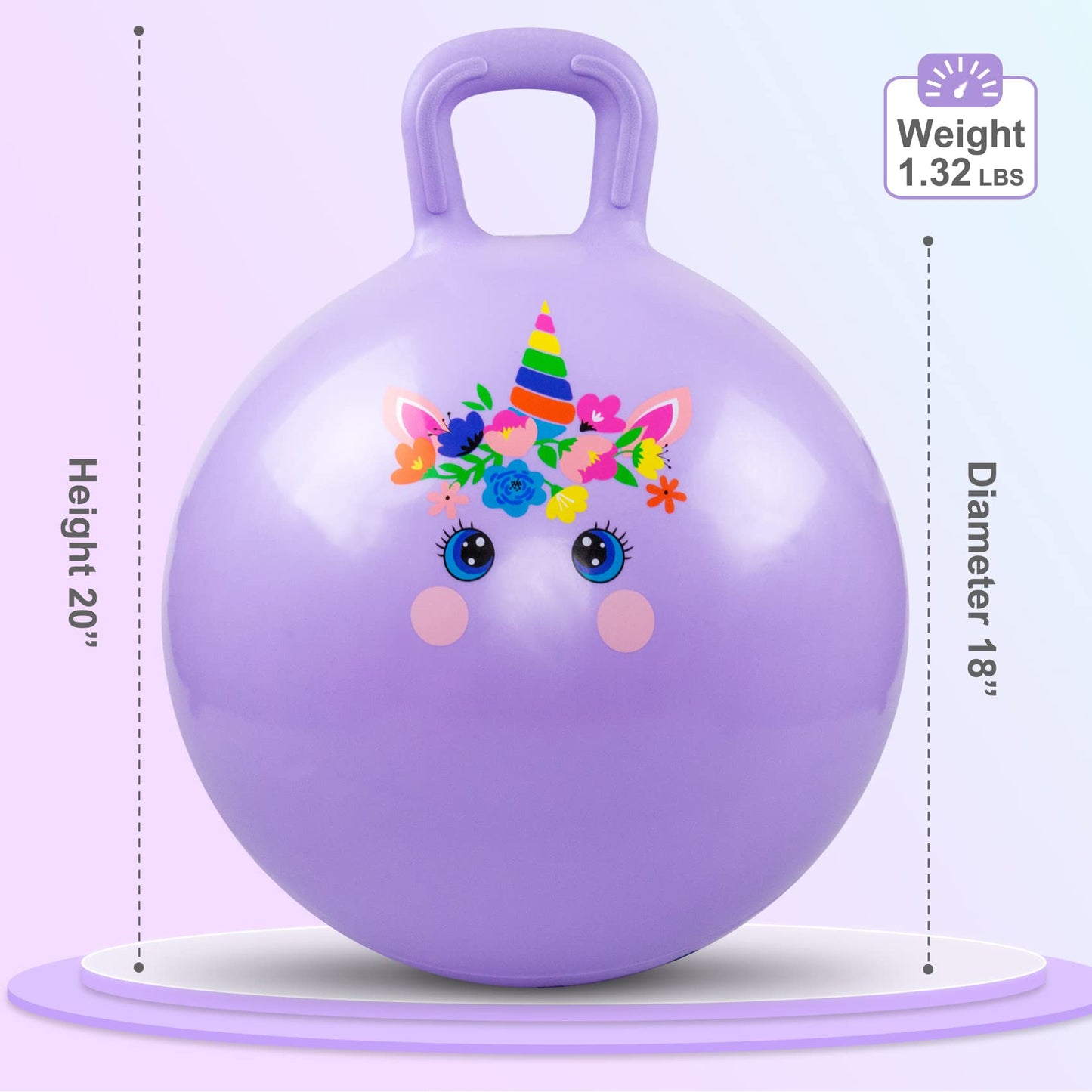 Vastoy 20 Inch Space Hopper Ball for Kids 6-9 Years - Anti-Slip Space Hopper with Hand Pump, Bouncy Inflatable Ride On Toy for Indoor Outdoor Fun, for Children (Blue Eyes)