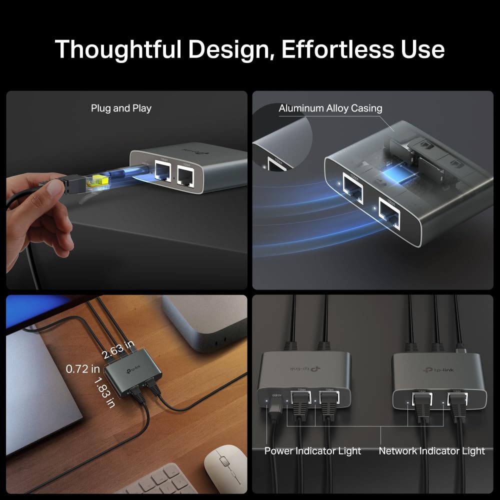TP-Link EH210 Ethernet Splitter, 1 to 2 Gigabit Network Switch