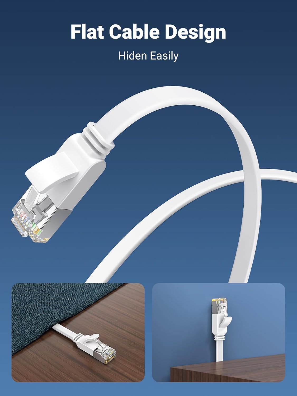 UGREEN Ethernet Cable 10M, Flat RJ45 LAN Gigabit Cat 6 Internet Cable