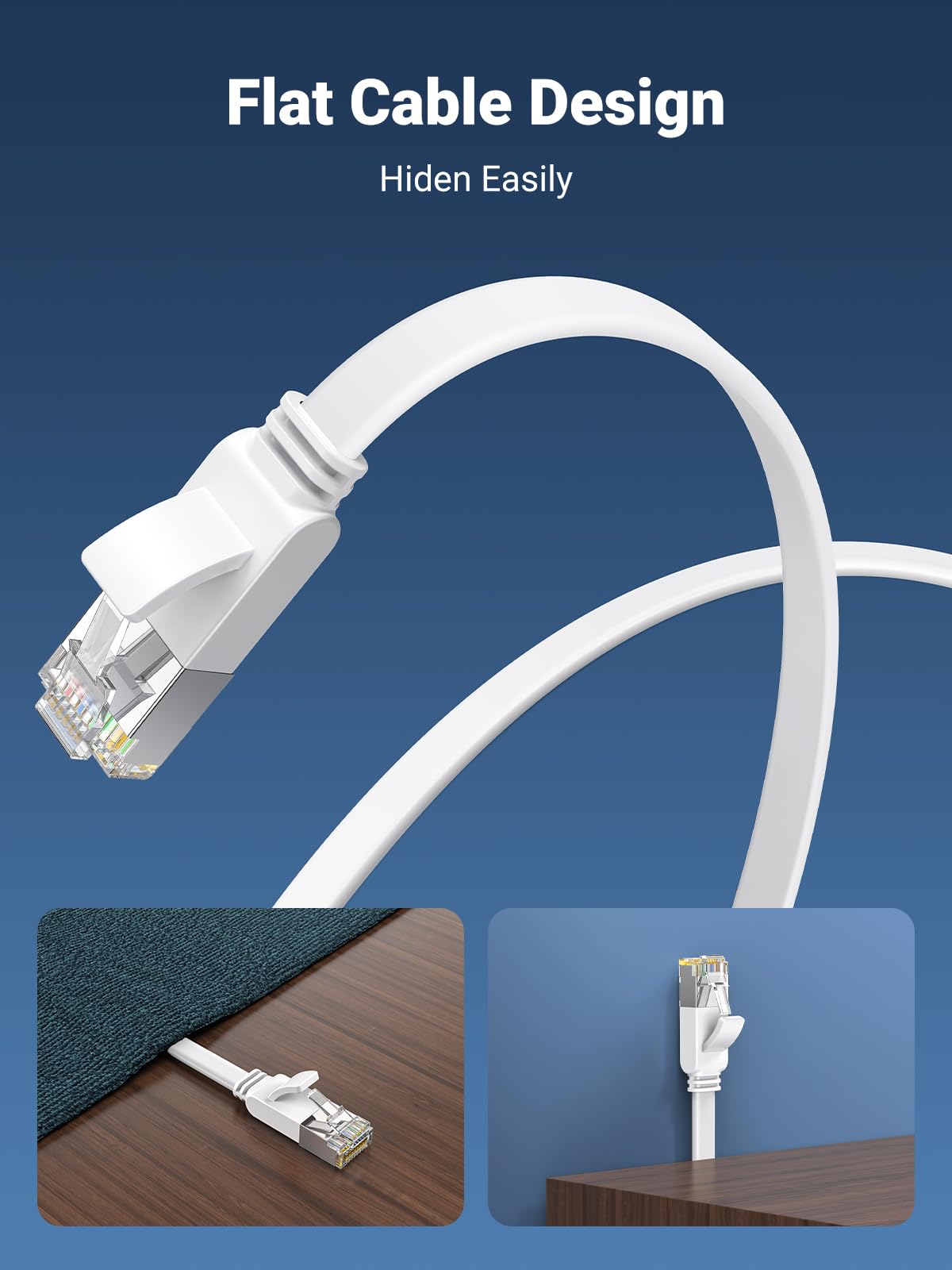 UGREEN Ethernet Cable 10M, Flat RJ45 LAN Gigabit Cat 6 Internet Cable