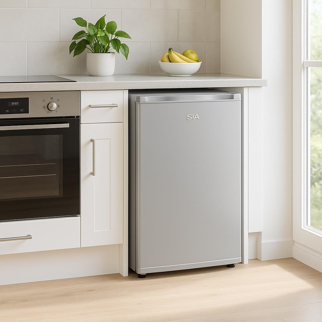 SIA UCF50GR Freestanding Under Counter Freezer, 77L Capacity, 4* Freezer Rating, E Rated, 50cm Wide, Reversible Door, Grey, 2 Years Parts & Labour Guarantee