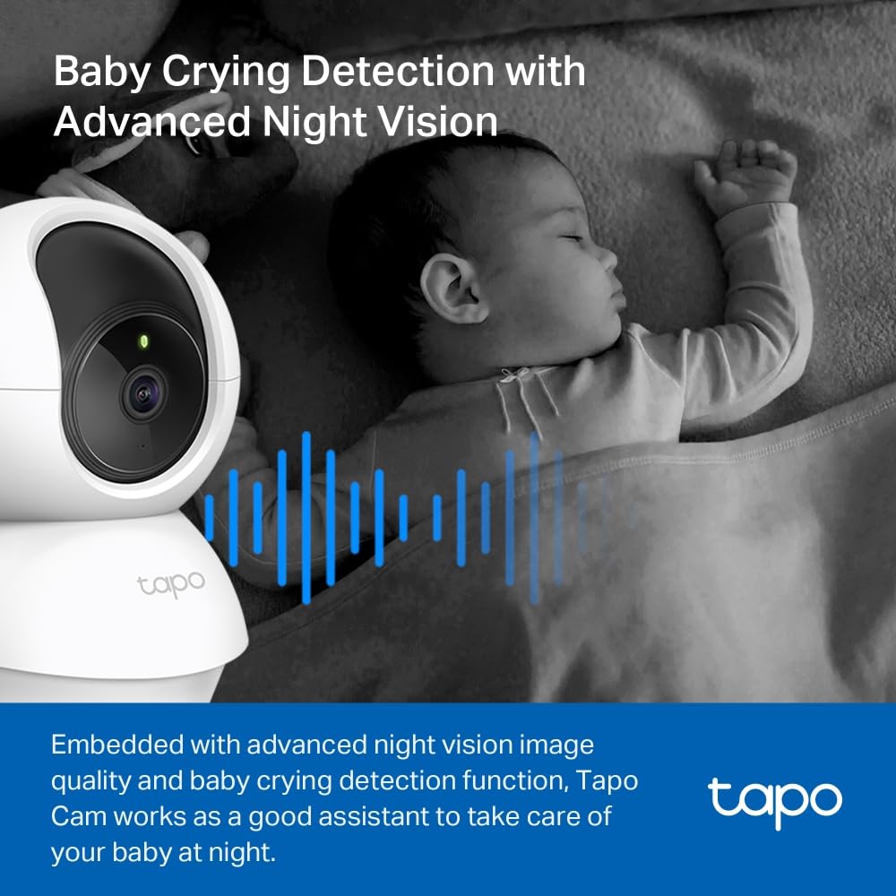 Tapo TP-Link 2K Pan Tilt Security Camera for Baby Monitor, Dog Camera w/Motion Detection, 2-Way Audio Siren, Night Vision, Cloud &SD Card Storage (Up to 256 GB), Works with Alexa & Google Home (C210)