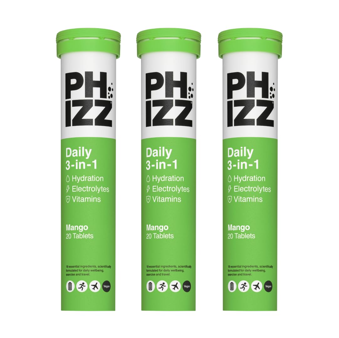 Phizz Electrolytes, Multivitamin & Hydration Tablets - 60 Effervescent Rehydration Electrolyte Tablets - 18 Vitamins & Minerals, Vitamin C, Vegan, Vegetarian & Low Calorie (Lemon, 60 Tablet)