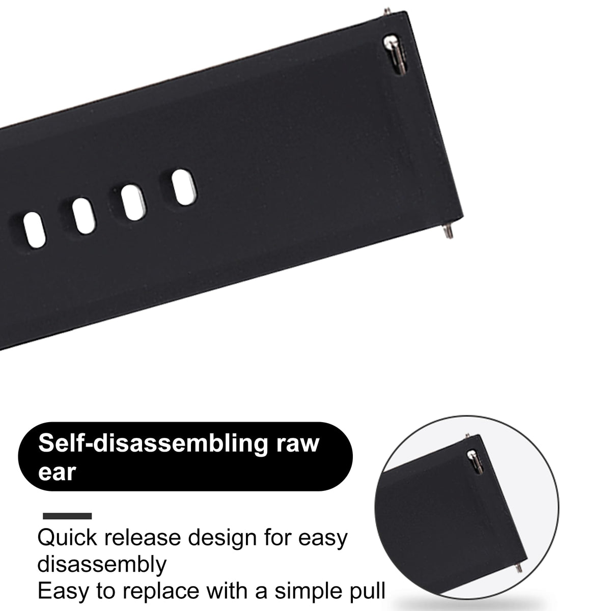Silicone Strap,Quick Buckle Waterproof Soft Strap,Watch strap
