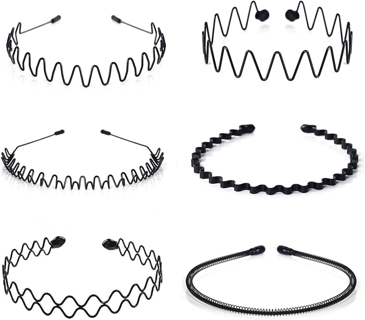3PCS Metal Hair Bands for Men Non-Slip Black