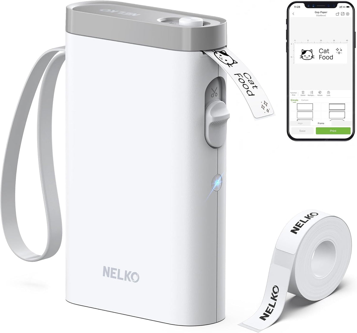 Nelko Label Maker P21 Portable Bluetooth Sticker Printer with Tape, Black