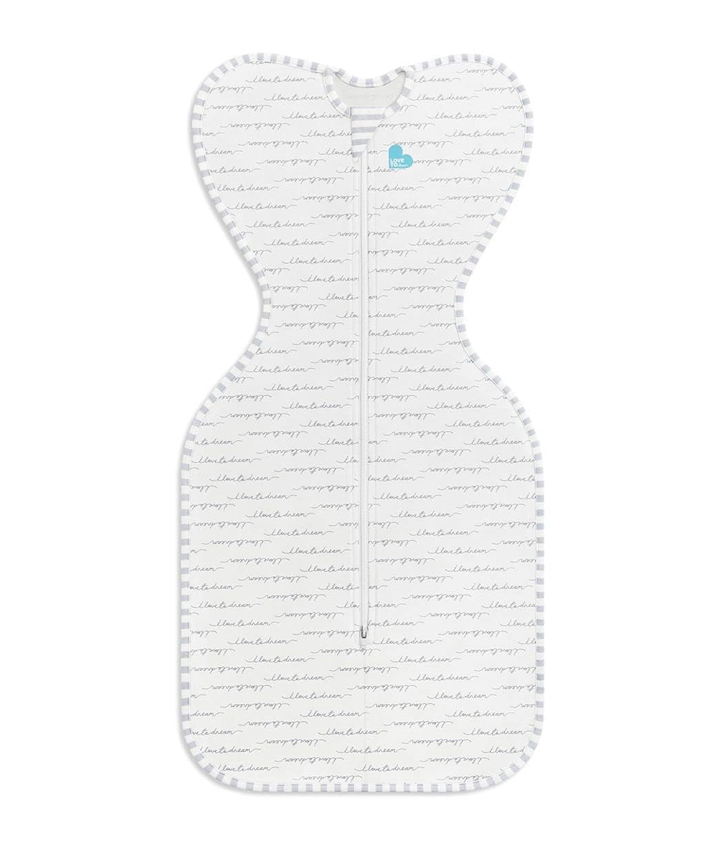 Love To Dream™ Swaddle UP™, Newborn 2.2-3.8 kg - Grey, Snug Fit, Supports Healthy Sleep Routine, 1.0 Tog - Ideal for 20-24°C Temperatures, Machine Washable Cotton & Double Zip for Easy Nappy Changes