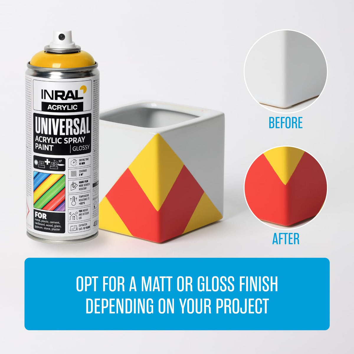 Acrylic Spray Paint Pure White Matt RAL9010 [400ml] – Universal Spray for Metal, Plastic, Wood & Stone – High-Coverage, UV & Rain Resistant – Indoor & Outdoor Use