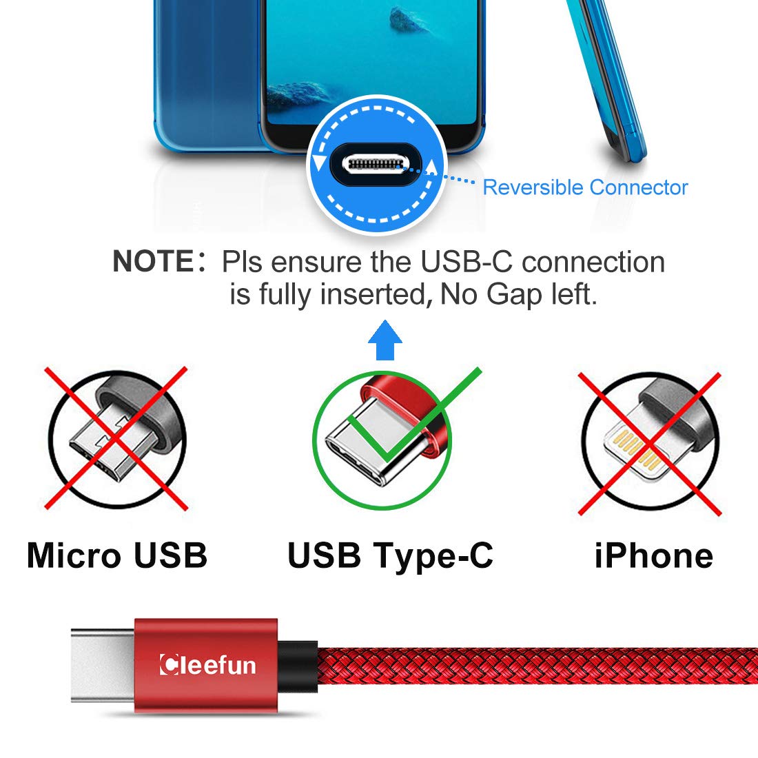 CLEEFUN 3M USB C Cable (2-Pack), Long PS5 Controller Charger Fast Charging