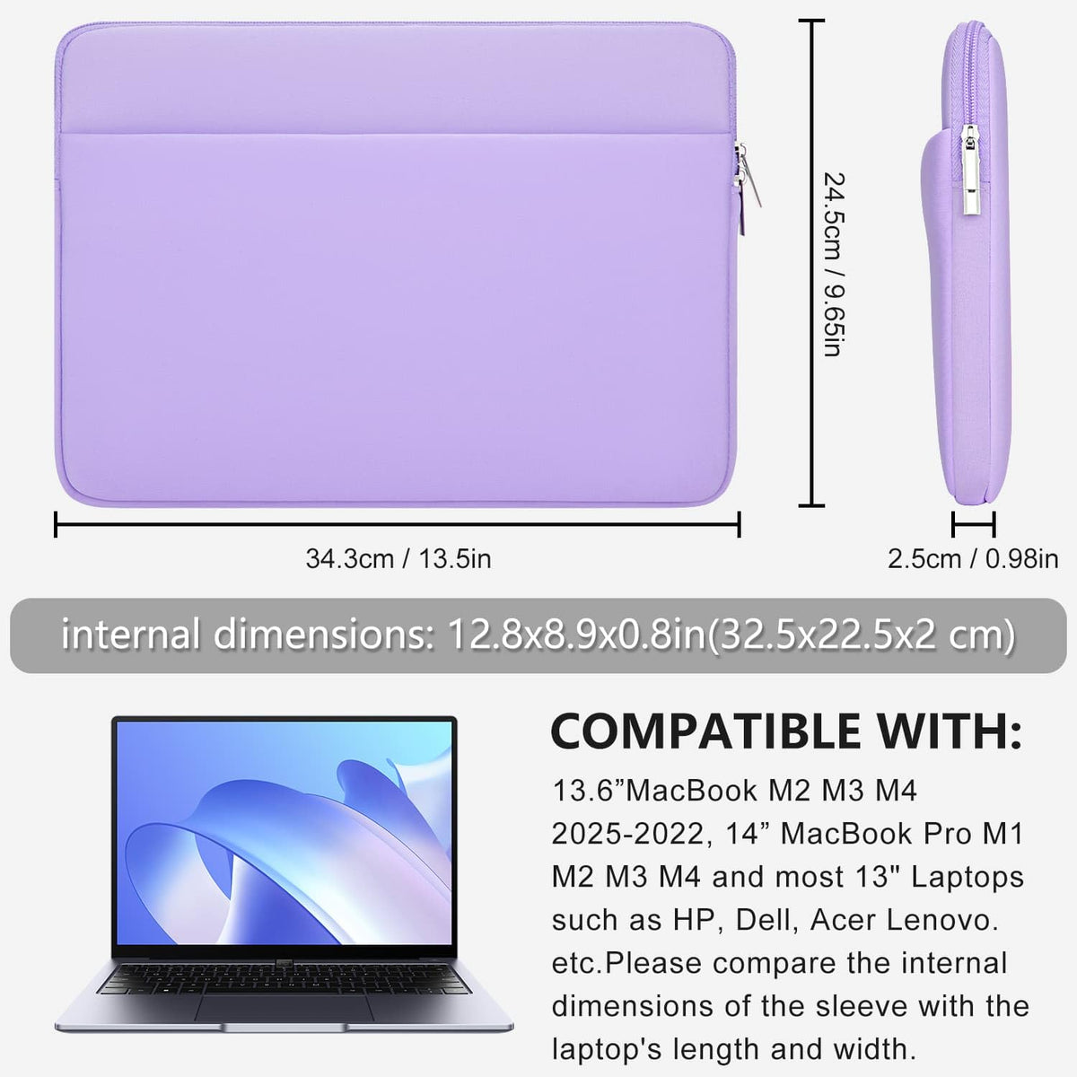 Laptop Case Compatible with 15 to 16 Inch MacBook HP Acer Asus Notebook with Zip Accessory Bag Padded Laptop Sleeve Case Protective for 15 to 16 Inch Laptop